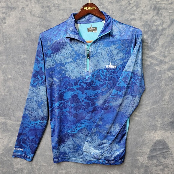 Habit Other - Habit Mens Medium Blue Quarter Zip‎ Long Sleeve Solar Factor Shirt